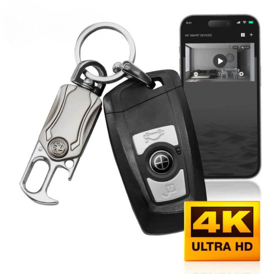 Skjult 4K Spionkamera i Bilnøkkel