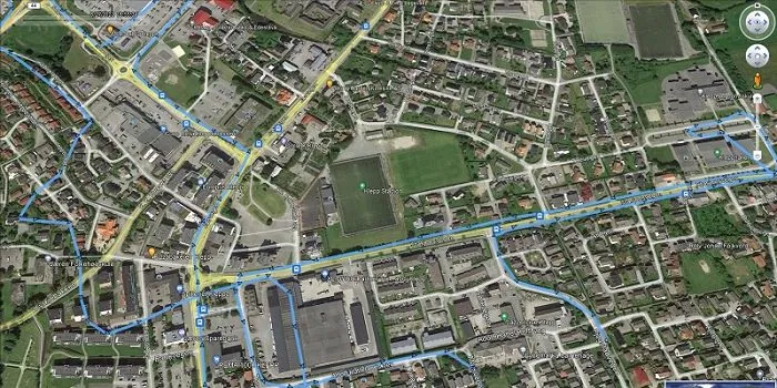 Rutehistorikk vises på Google Map